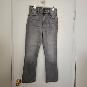 MOTHER High Rise Gray Denim Jeans The Hustler Ankle In Barely There